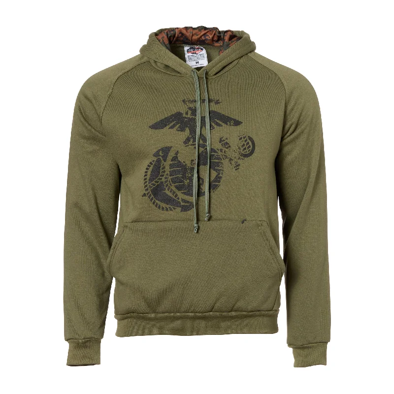 Custom fishing hoodies for unique designs-Hoodie USMC EGA Marpat mil green