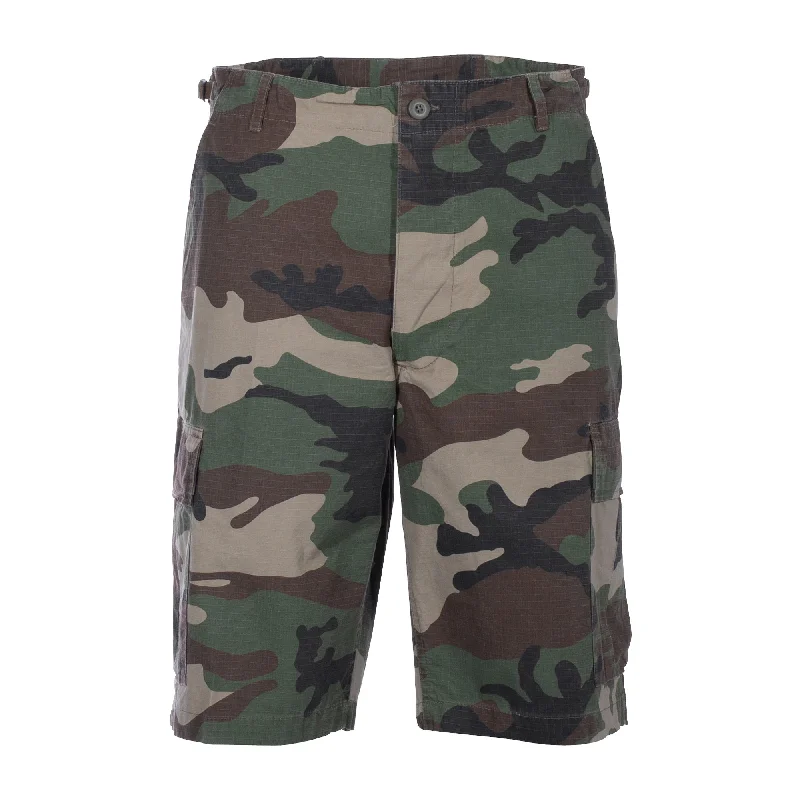 Fishing Shorts for Carry On-Bermuda Shorts Rip-Stop Washed woodland