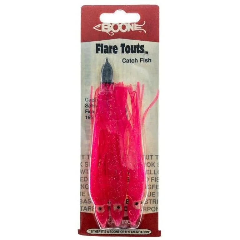 Fish hooks and rigs for shark-BOONE FLARE TOUTS 1/0 1/4 OZ HOT PINK QTY 3