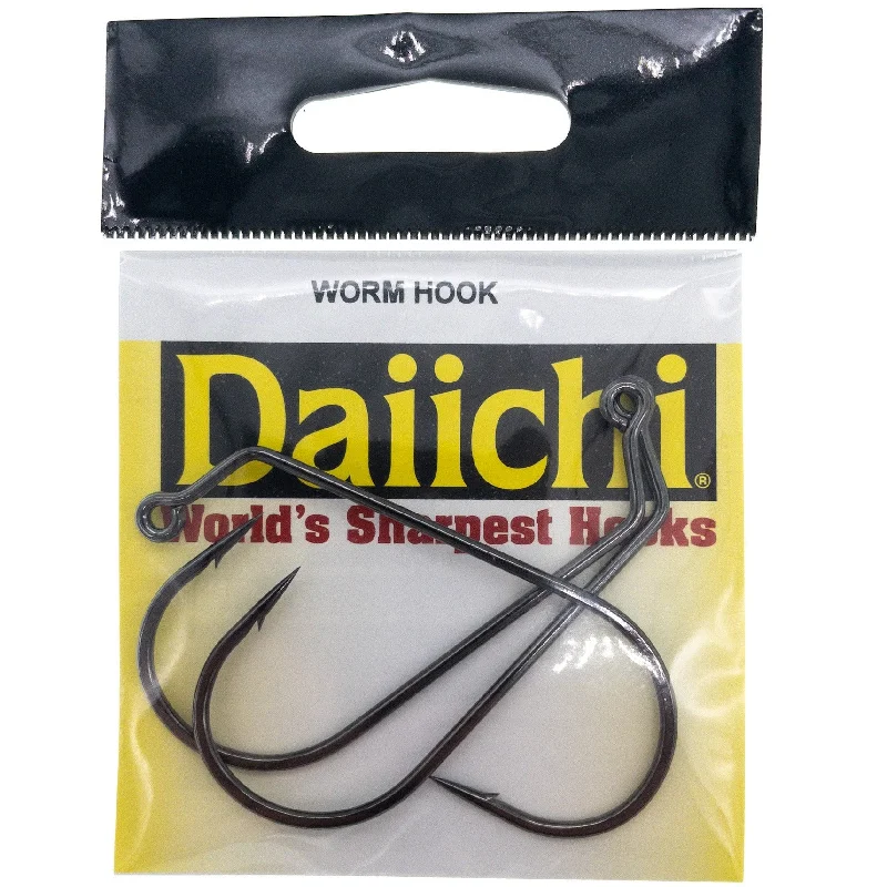 Fish hooks and rigs for sheepshead-Daiichi Offset 45 Degree EWG Worm Hooks 6/0 Black Chrome 3 pk