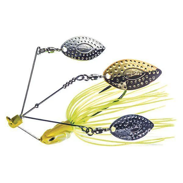 Fish hooks and rigs for hake-Duckett Fishing BD Triple Threat Spinnerbait 1/2 oz. White Chartreuse