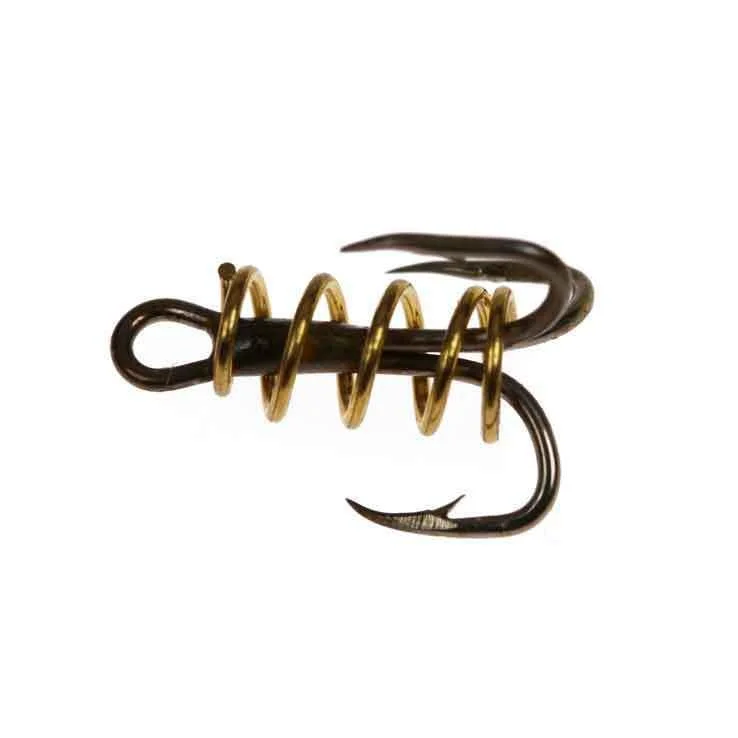 Fish hooks and rigs for tilefish-Eagle Claw 2X Strong Softbait with Spring Treble Hook Bronze QTY 36