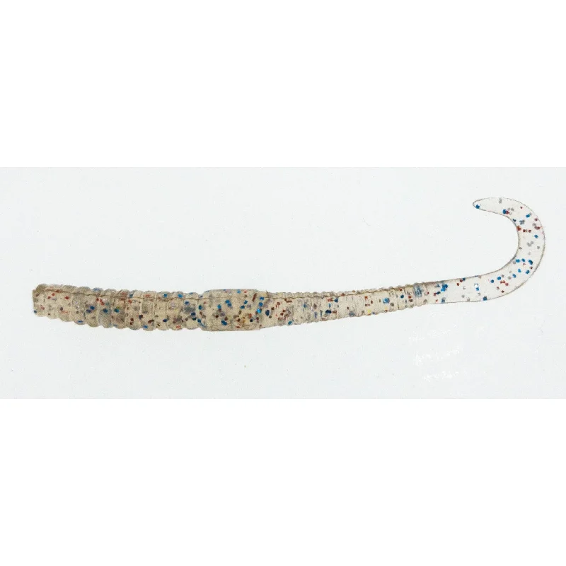 Fishing Lures Daytime-FAS Ribbed Curly Tail Worm 3" Clear Rainbow Sparkle Qty 100