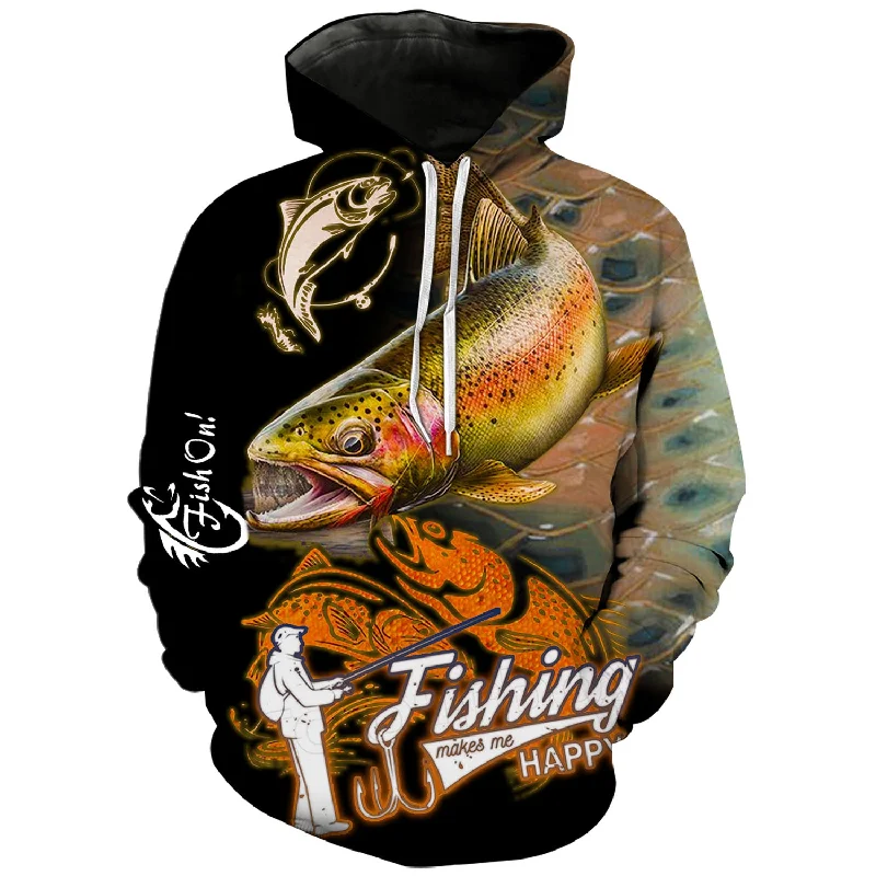 Premium fishing hoodies for serious fishermen-Fishing Makes Me Happy - Fish On Hoodie