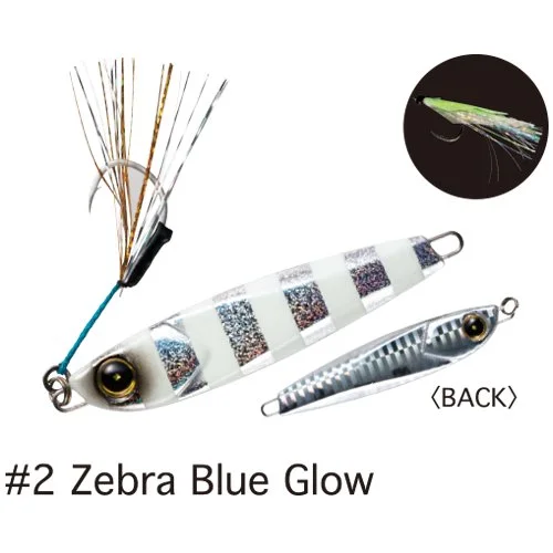 Strong fish hooks for deep reefs-Hayabusa Jigging Sabiki 60g #2 Zebra Blue Glow Qty 1