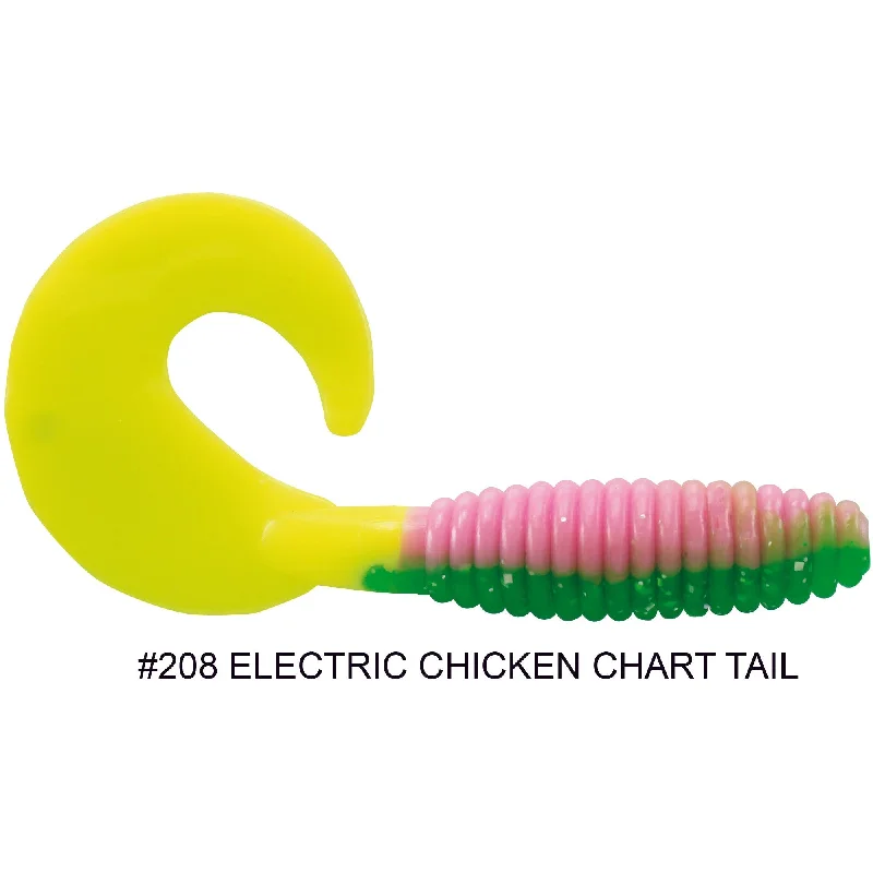 Fishing Lures Chuggers Salmon-Luck E Strike Luck E Grub 5" Electric Chicken Chartreuse Tail Qty 8