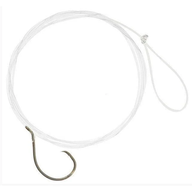 How to tie rigs for bass-Matzuo 213011-6 18" Fluorocarbon Circle Snell #6 Black Chrome Hook QTY 6