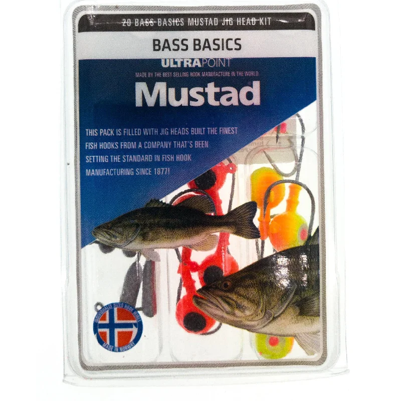 Carbon steel fish hooks strength-Mustad Basic Bass Jig Kit 20 Pack