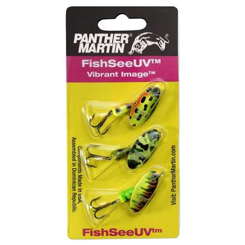 Best fish hooks for kelp reefs-Panther Martin FishSeeUV Spinner Kit #4 Qty 3 Assorted