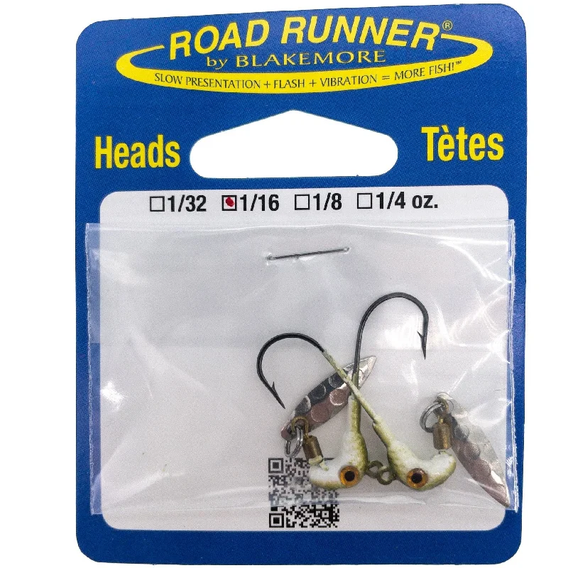 Best fish hooks for weed reefs-Road Runner Classic Jig Heads 1/16 oz Pumpkin Wht, 2 pk