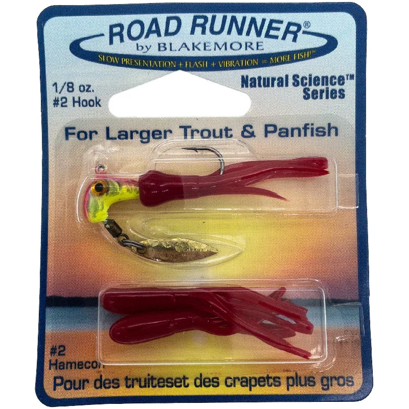 Strong fish hooks for big reels-Road Runner Natural Science 1/8 oz w Bonus Heads - Blood Worm