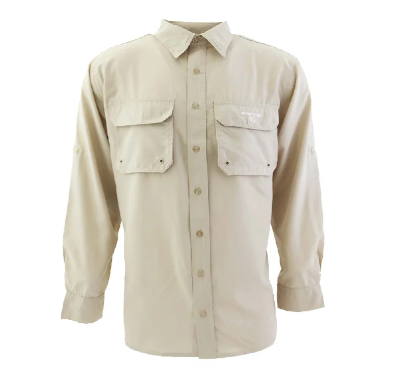 Fishing Shirt for domestic trips-Samaki Breeze Vented Fishing Shirt Bone