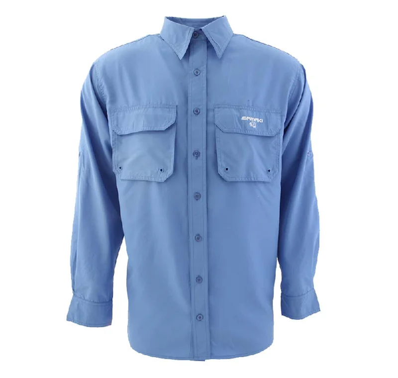 Fishing Shirt for hidden lakes-Samaki Breeze Vented Fishing Shirt Pacific Blue