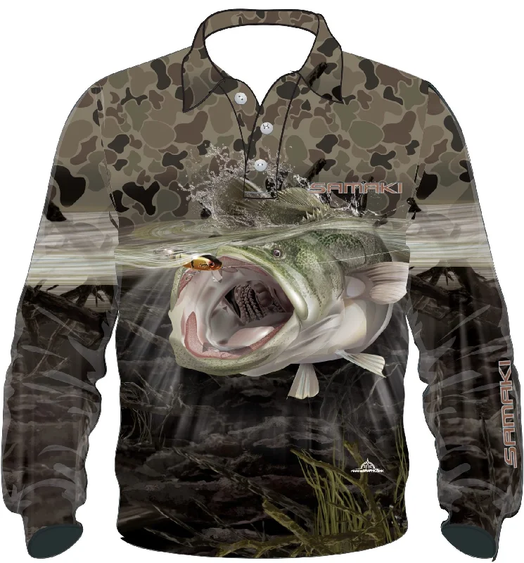 Fishing Shirt for raft fishing-Samaki Kids Camo Cod L/S Fishing Shirt