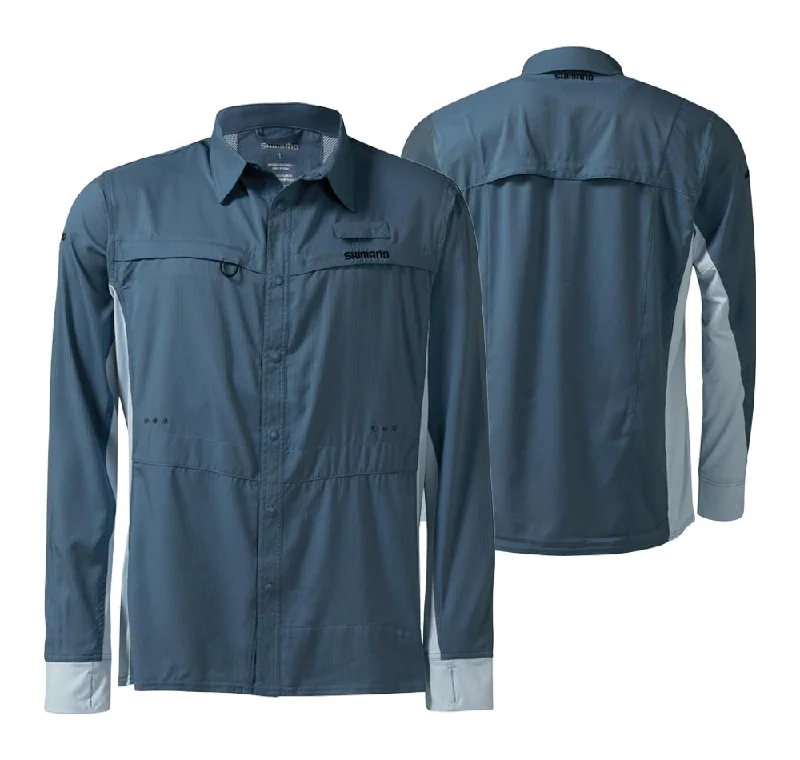 Fishing Shirt for estuaries-Shimano Pro Stretch Vented Fishing Shirt Navy