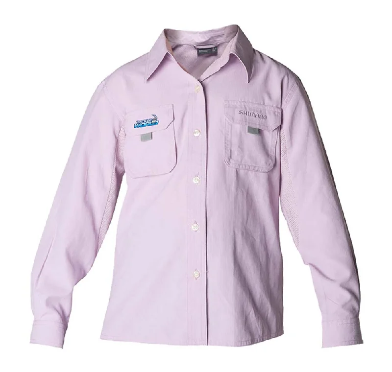 Fishing Shirt for coastal waters-Shimano TW Kids Vented Fishing Shirt Lilac