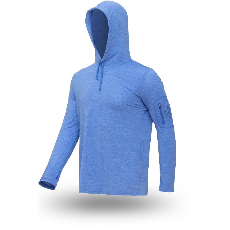 Custom fishing hoodies for event giveaways-Bluebird Tech Performance Hoodie (Royal Blue)