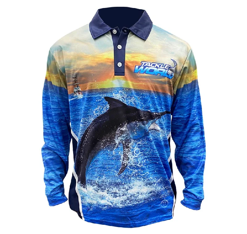 Fishing Shirt for wildlife areas-Tackle World Angler Series Marlin Kids Fishing Shirt