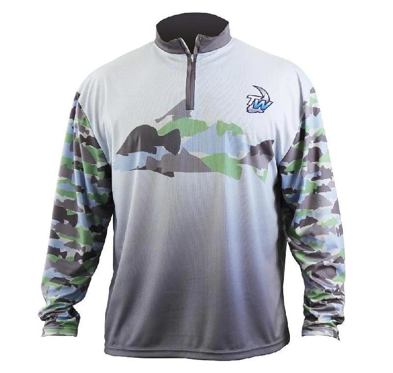 Fishing Shirt for backcountry fishing-Tackle World Camo Barra Kids Fishing Shirt