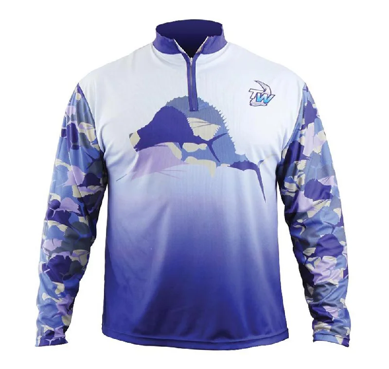 Fishing Shirt for tidal waters-Tackle World Camo Sailfish Kids Fishing Shirts