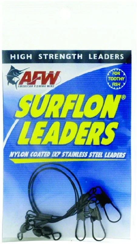 Fishing leaders for braided ice fishing-Afw E045Bl18/3 Surflon Leaders Nylon Coated 1X7 Stainless Sleeve