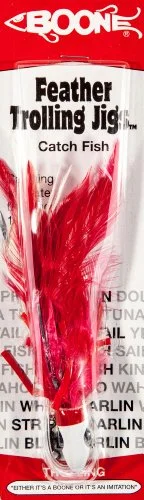 BOONE 6 in Feather Trolling Jigs 2-Pack Red, 2 Oz - Salt Wtr Trollng Bait