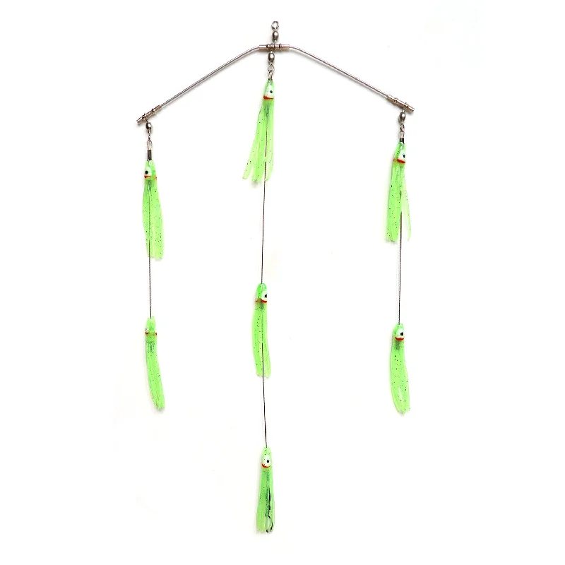 Clarkspoon 8" Mini Spreader Bar - Rigged w/ Chartreuse Skirts and 0-RBMS Clarkspoon