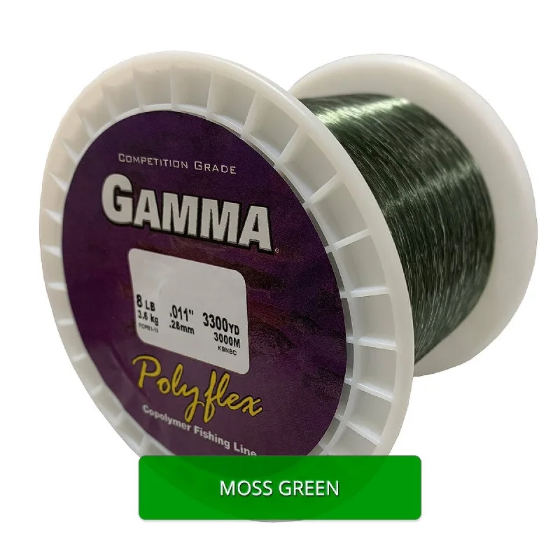 Fishing lines for fluorocarbon trolling-Gamma Polyflex Copolymer Fishing Line Bulk Spool Moss Green 14lb 3000yd