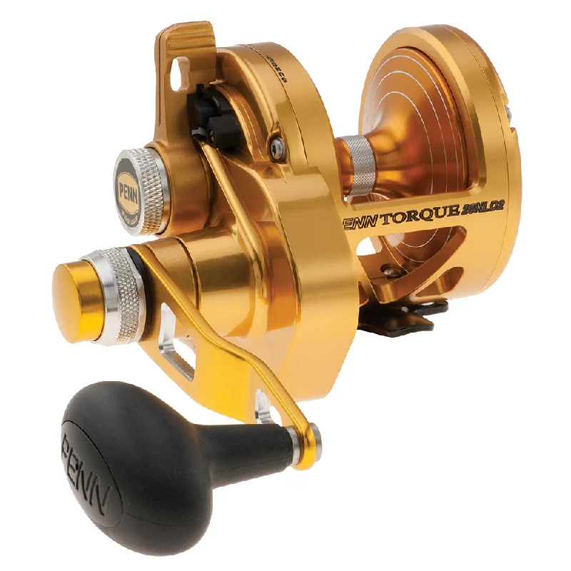 Fishing reels with shallow streams-PENN Torque Lever Drag 2 Speed Reel Gold TRQ25NLD2 [1206028]