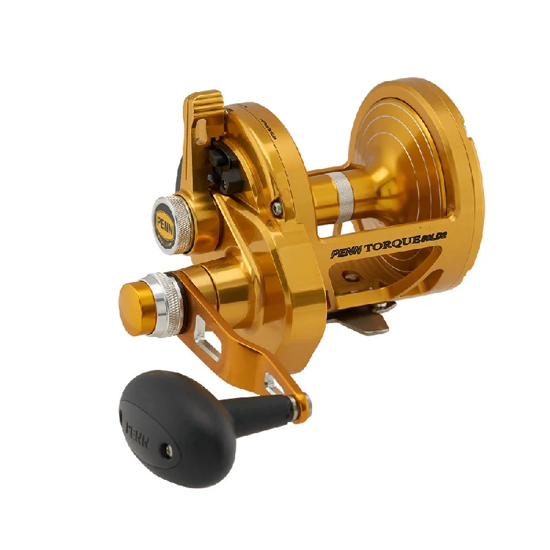 Fishing reels with quiet gears-PENN Torque Lever Drag 2 Speed Reel Gold TRQ60LD2 [1501855]