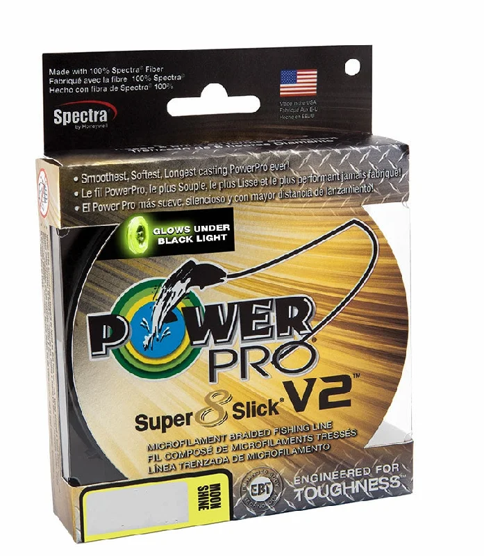 Fishing lines for fluorocarbon baitcasting-PowerPro Super Slick V2 Braided Line 50lb 1500yds - Moonshine