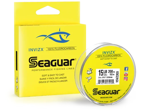 Fishing leaders for dam fishing-Seaguar InvizX Fluorocarbon Line 200yds