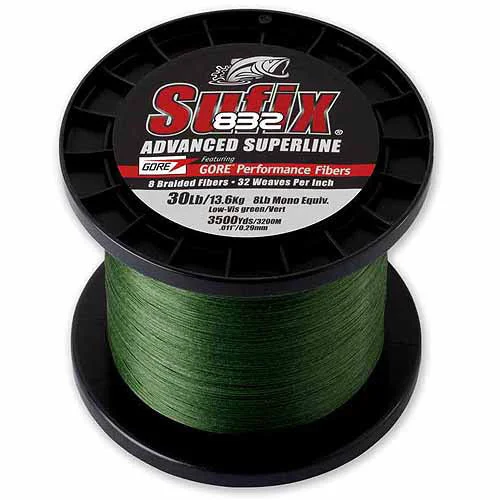 Fishing lines for monofilament jigging-Sufix 832 Braid 20lb Line Low-Vis Green 3500 Yds 660-420G